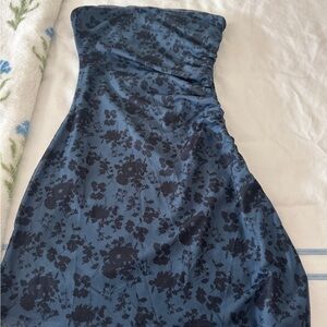 Princess Polly Navy Floral Strapless Dress Mini